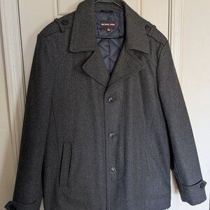 Michael Kors - Wool Blend Pea Coat - Charcoal - Quilted Liner - Men's XL